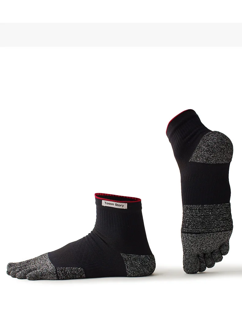 1/5 Paar COOLMAX Nylon-Schnelltrocknende Fünf-Zehen-Socken für Herren, atmungsaktiv, gegen Blasenbildung, für Sport, Laufen, Wandern, Sport-Zehensocken – Detail 2