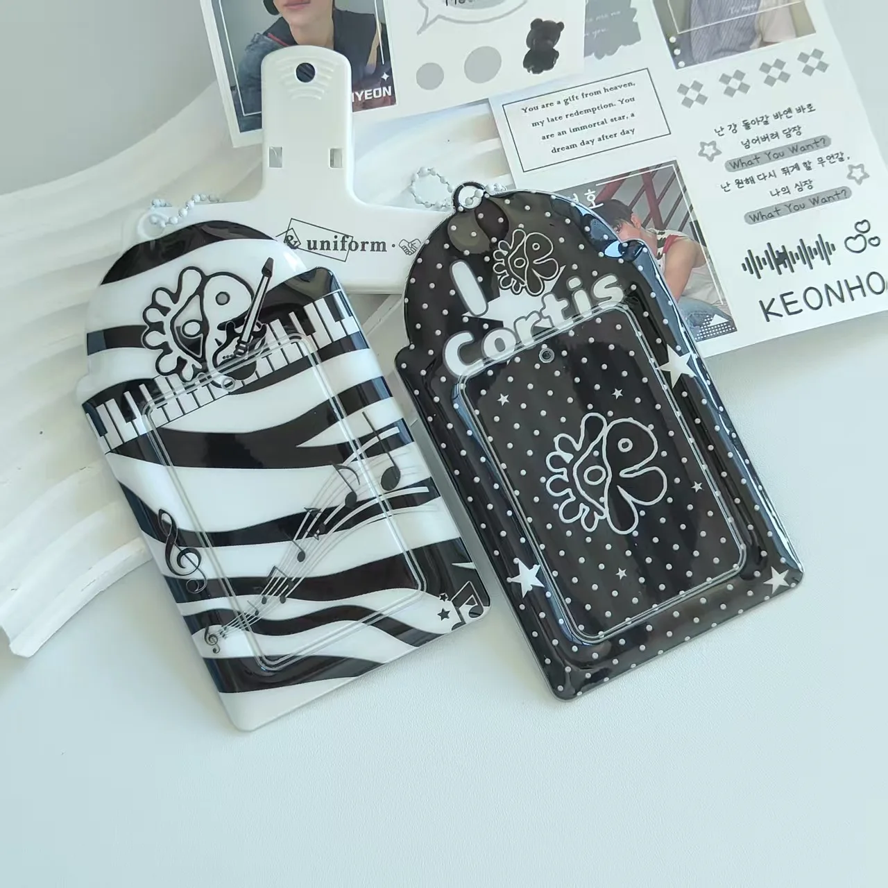 2pcs Black White 3 Inch Card Holder Card Clip Girl Kpop Photocard Polaroid Photo Card Case