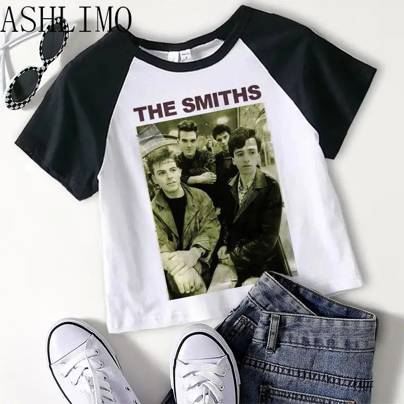 

Rock Band Inspired Tee The Smiths Graphic Tee Morrissey Johnny Marr Crop Baby Tee Cute Y2k Aesthetic T-shirt Black Short Sleeves