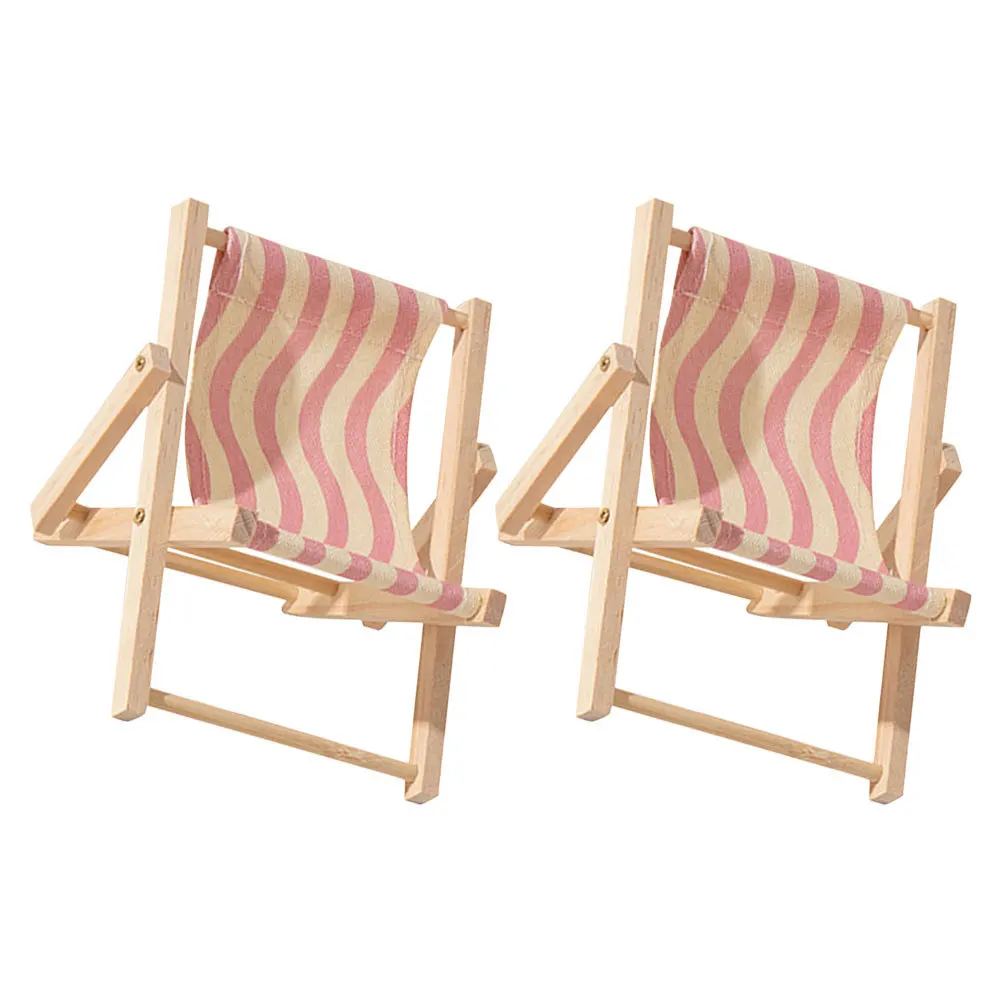 ขาตั้งโทรศัพท์รูปเก้าอี้ชายหาดขนาดเล็ก 2 ชิ้น ทำจากไม้ ปรับระดับได้ ใช้ตกแต่งโต๊ะทำงาน ห้องนอน ห้องนั่งเล่น