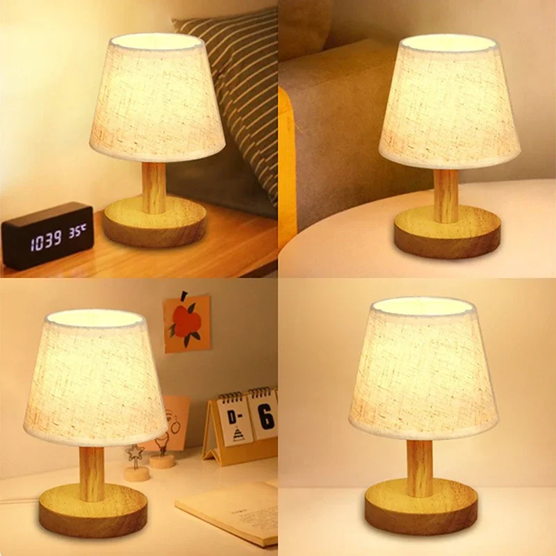 LED Table Lamp USB Powered Lighting For Living Bedroom Bedside Night Lamp Desktop Decoration Linen Lamp Retro LED Desk Lights