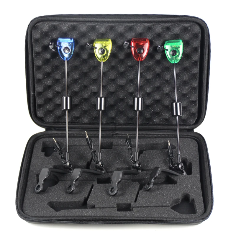 Fishing Bite Alarm Swinger Set with Box Waterproof LED Carp Fishing Swingers Colorful Wireless Fish Bite Alarm Indicators M191