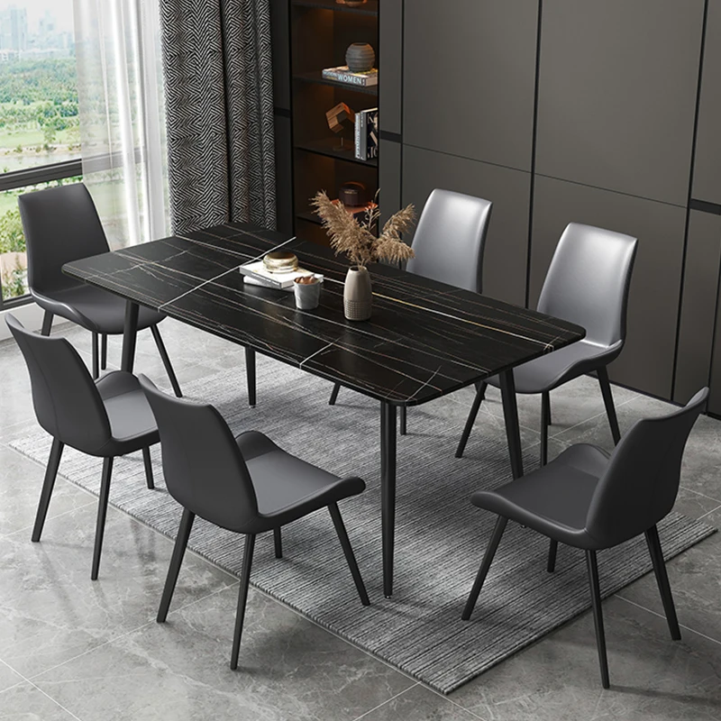 Italian Sintered Slab Marble Dining Table Nordic Minimalist Small Apartment Household Rectangular Dining Table And Chair