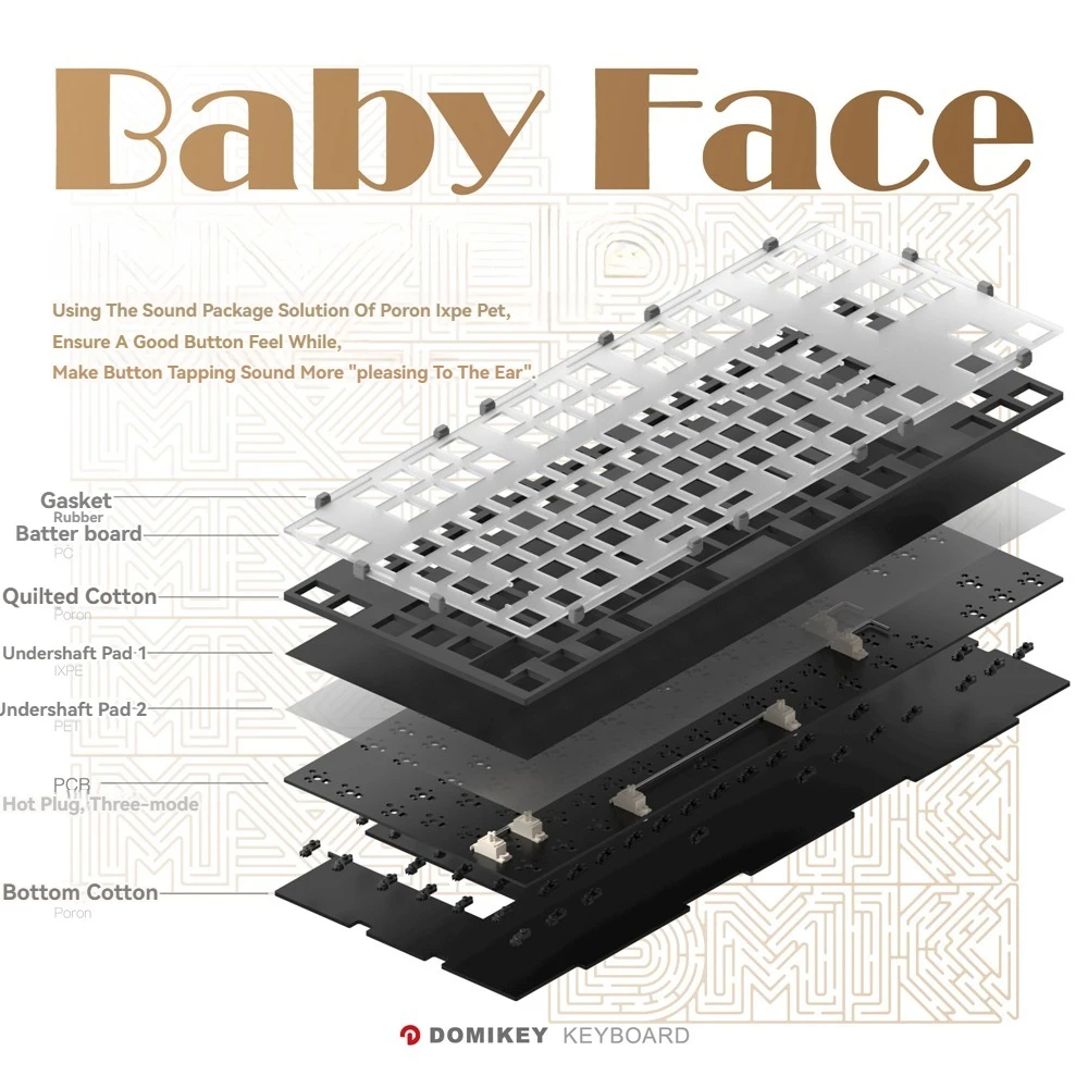 Domikey-Kit de clavier mécanique en aluminium Babyface, sans fil, Leic-mode, joint, échange à chaud, laque personnalisée, rétro, clavier de jeu de bureau