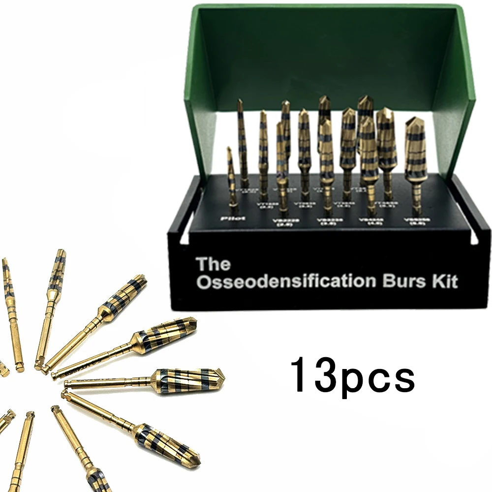 13pcs/Set Surgical Implant System Drivers Dental Osseodensification Burs Drills Implant Maxillary Sinus Lift Kit Dental Tools