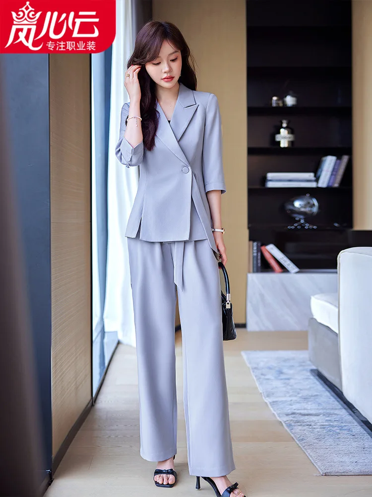 

Go-Getter Girl Style Formal Occasions Business Suit Women2024New Commuter High-Grade Suit Wide-Leg Pants Two-Piece Suit Summer