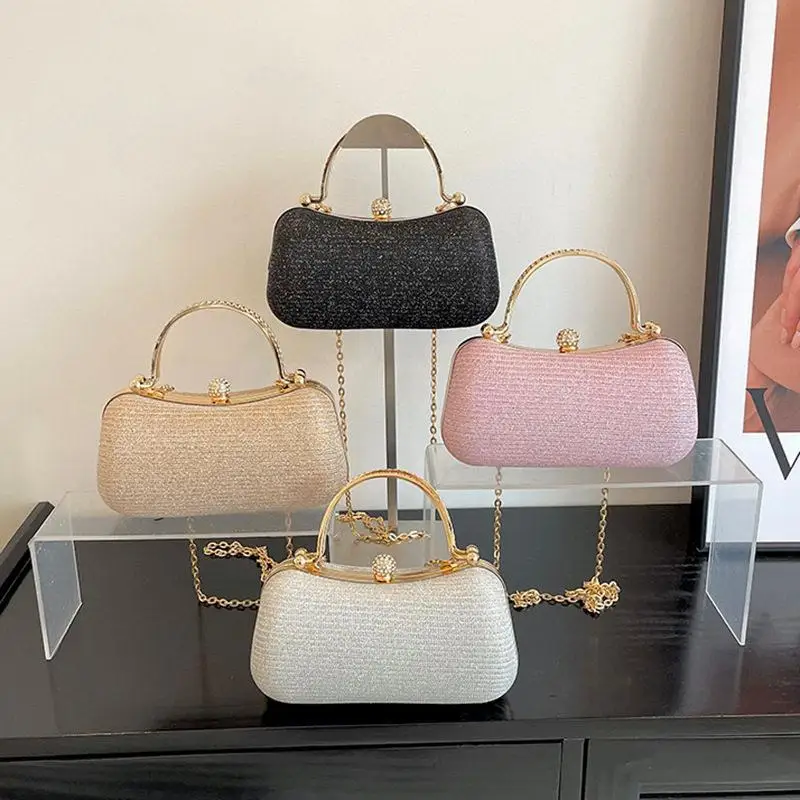 

Elegant New Evening Bags Wedding Clutch Handbags Purse Party Bag Women's Medium Hardness with Inner Pocket Lock Buckle Closure