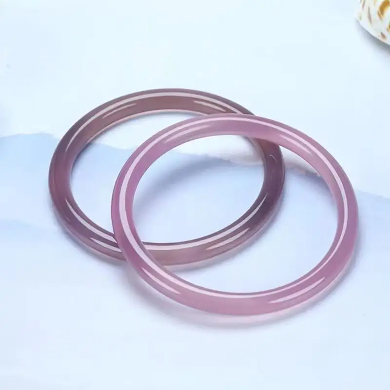 سوار العقيق العقيق النضرة ، جلجل إمبرالي أرجواني عالي الجليد ، سوار دائري صغير رقيق طبيعي جليدي