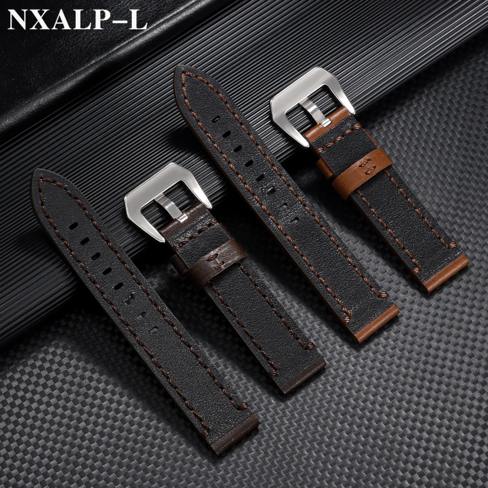 Nähte Armband Echtes Leder Uhrenarmband 18mm 20mm 22mm 24mm 26mm Rindsleder Armband für Panerai für Omega Armband