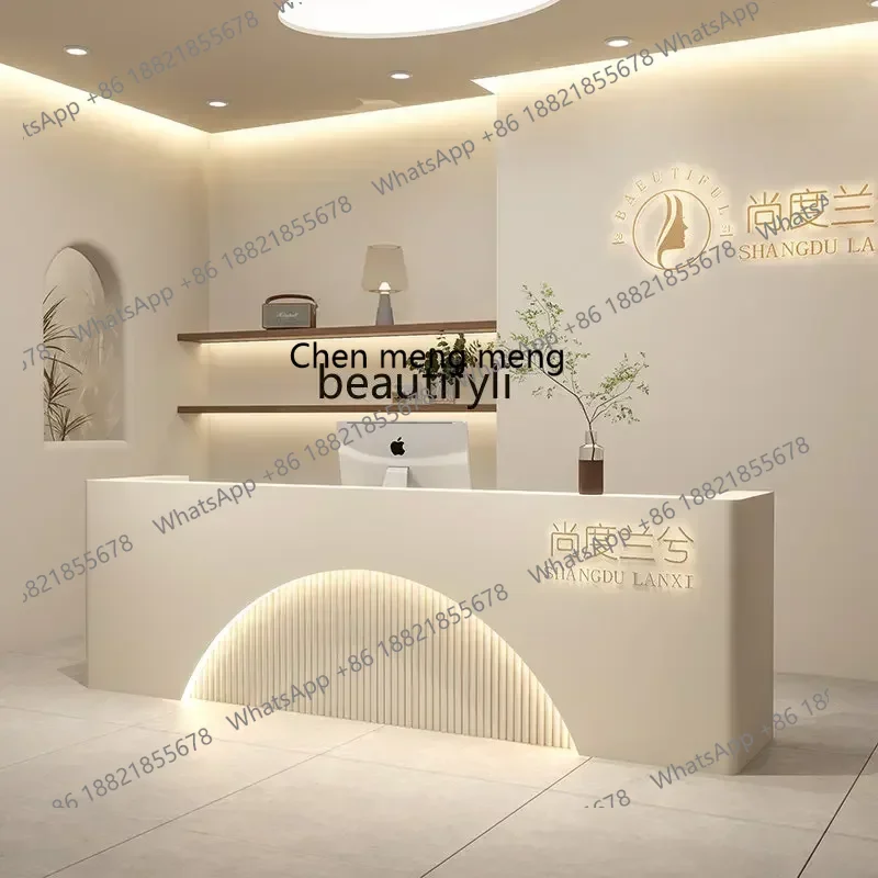 X  RR1 Beauty Salon Clothing Store Beige Cashier Counter Bar Simple Modern Reception Desk