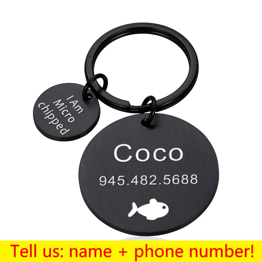 Custom Dog ID Tag Keychain Personalized Carved Pet Name Number Keychain Nameplate Anti-loss Pendant Jewelry Accessories