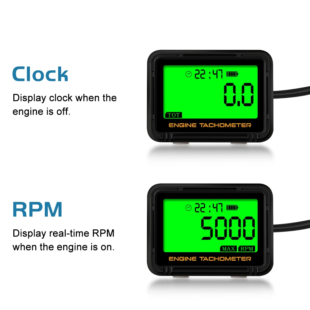 Индуктивный цифровой тахометр SVC TOT для работы, счетчик часов двигателя, индикатор с подсветкой, сбрасываемый оборот в минуту для детской ATV газонокосилки
