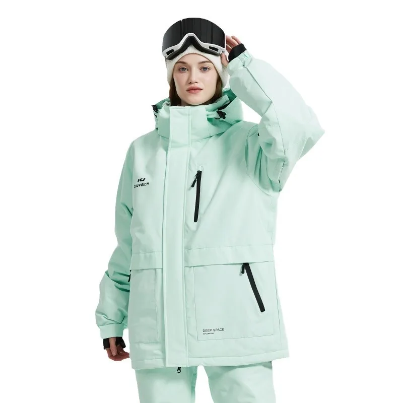 2025 New Winter Warm Woman Solid Zipper Skiing Suites Windproof Hooded Waterproof Adult Ski Sets Polyester Men Outdoor Sport Set