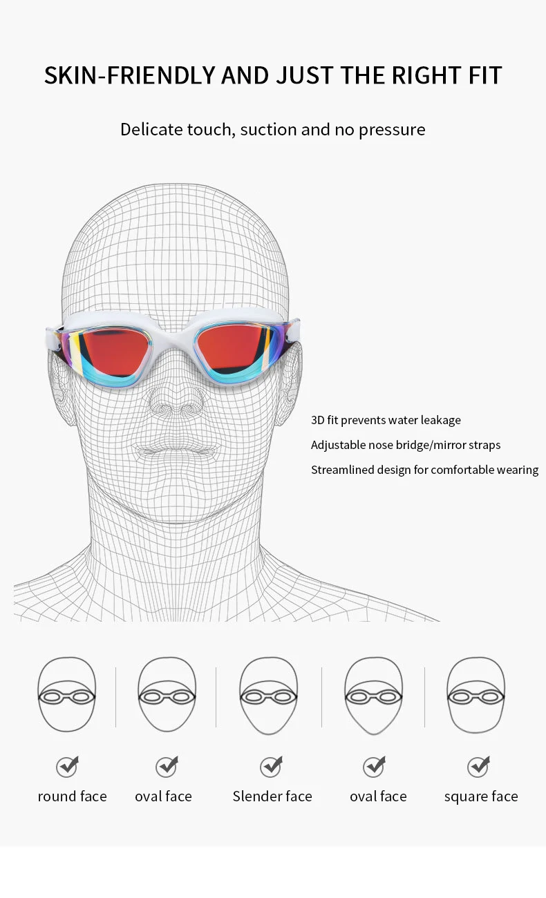 Unisex-Schwimmbrille für Erwachsene – Antibeschlag-Schwimmbrille für Männer und Frauen – verstellbare, wasserdichte professionelle Schwimmbrille aus Silikon – Detail 8