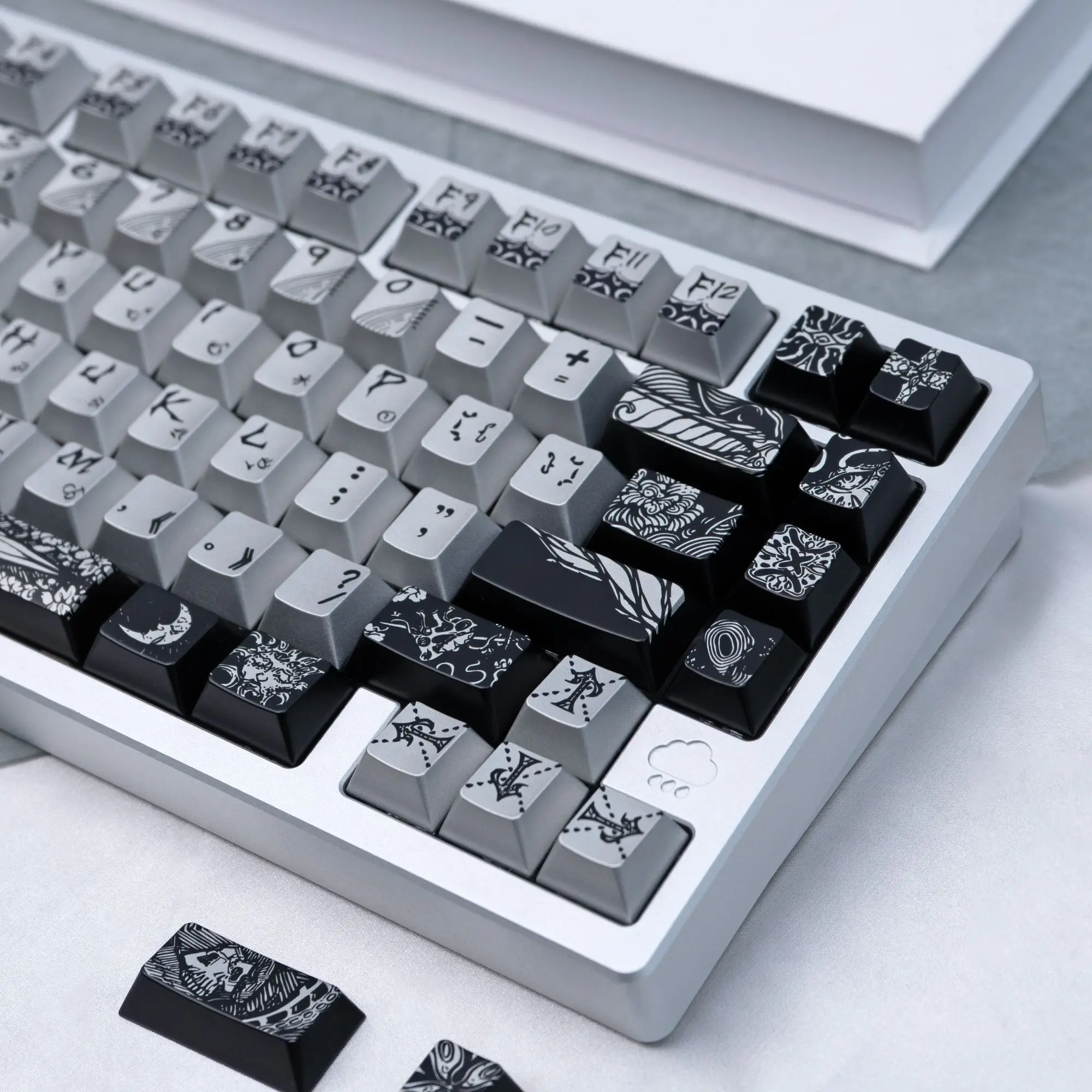 97 Keys Metallic Paint Keycaps Fallen Angel  Theme Keycap Metallic Paint PBT DYE-Sub Cherry Profile for Made68 Mad68 Wooting 60