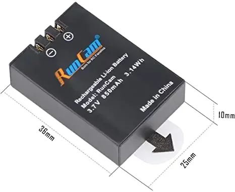 Runcam 2 3S Battery 1S 850mAh 3.7V Removable Camera Battery for Lite Scope Cam 4K Rechargeable Li-Ion Batteries