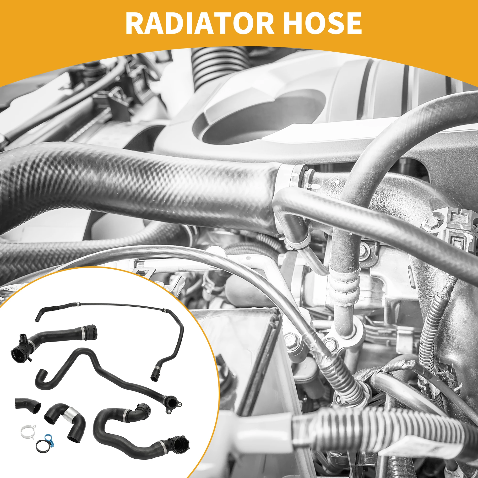 

Шланг радиатора двигателя автомобиля UXCELL для BMW 335i 2007-2010 No 11537585023, резиновая черная