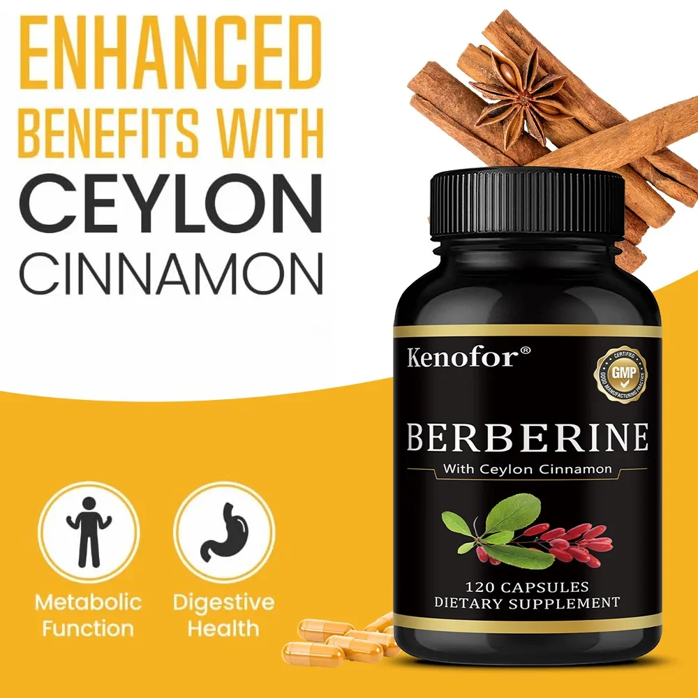 

Berberine with Ceylon Cinnamon Supplement - for Immune System, Digestive Health, Body Management & Energy Production