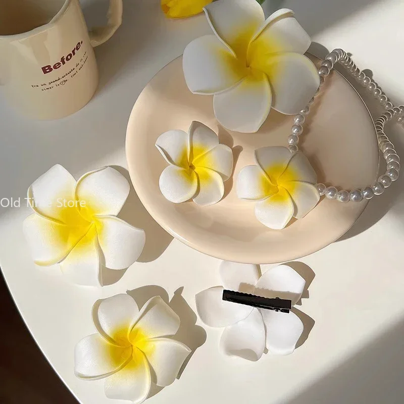 1pc Plumeria Flower Hair Clip for Women Girls Side Bangs Hairpin Barrette Hawaiian Party Bag Hat Accessory view 4