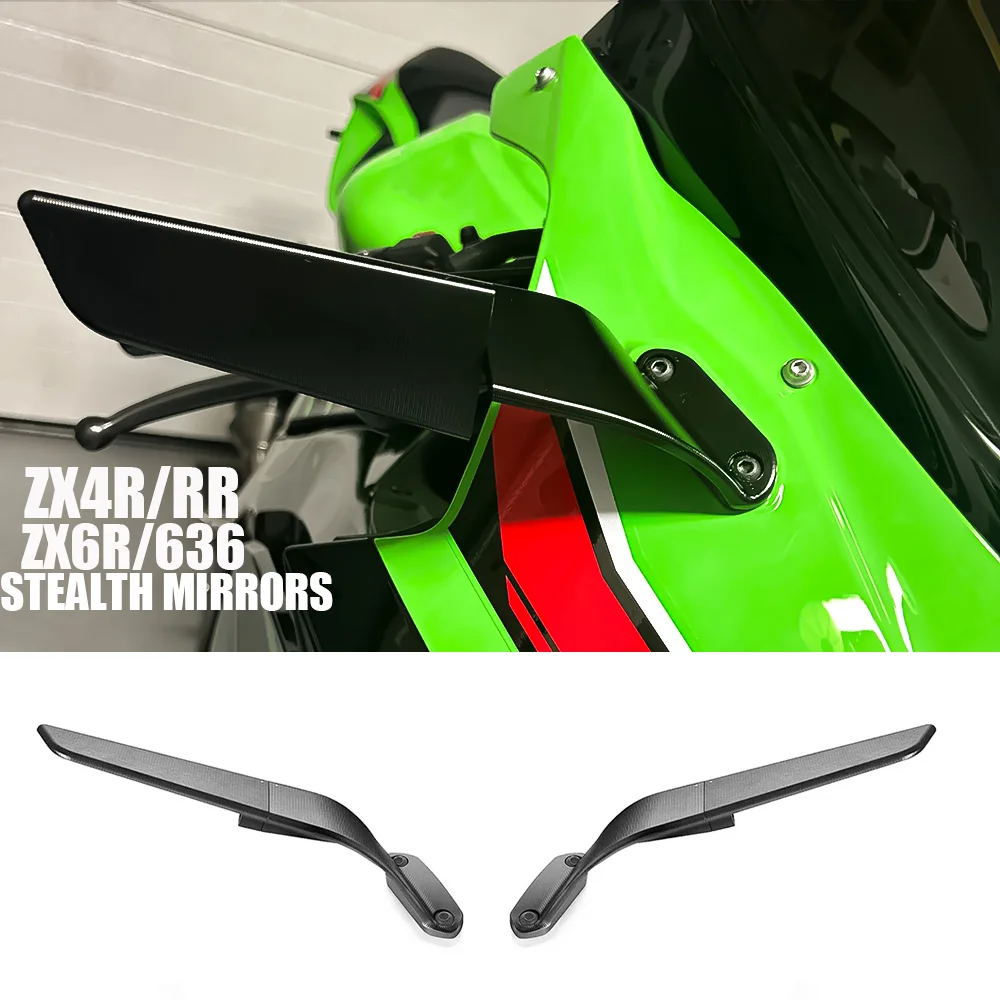 

for Kawasaki Ninja ZX4R ZX4RR ZX6R Ninja 636 Accessories Rearview Mirrors Stealth Mirrors Sport Winglet Mirrors Adjustable Steal