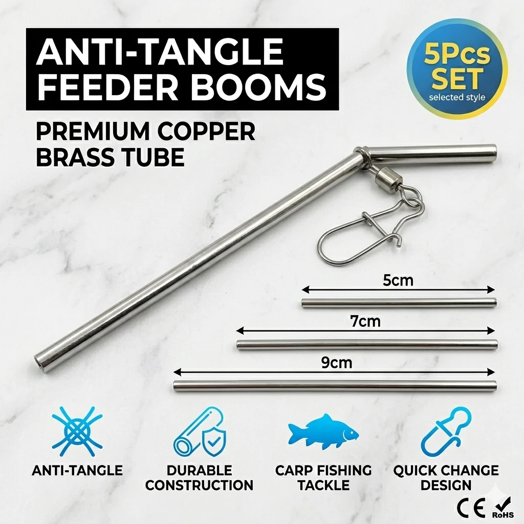 

10Pcs Fishing Balance Connectors Anti Tangle Copper Brass Tube Balances 5/7/9cmSmall Feeder Boom Carp Fishing Tackle Accessories