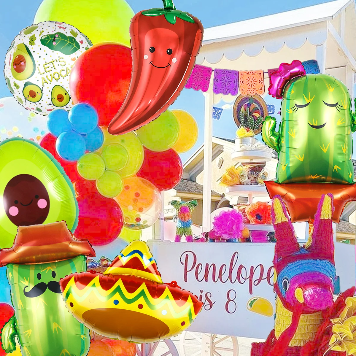 6 sztuk balonów na imprezę Fiesta, balony Cactus Sombrero Chili, dekoracje świąteczne Cinco de Mayo, materiały na przyjęcie z okazji Taco