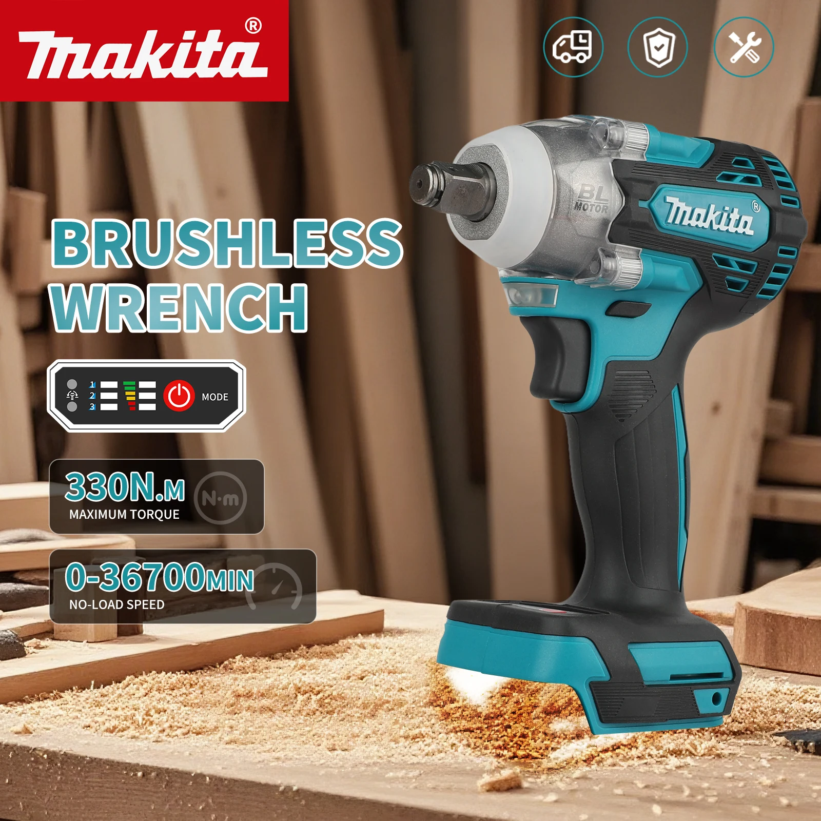 Makita DTW300 Cordless Impact Wrench Variable Speed Trigger Ergonomic Handle Low Vibration Comfortable Operation tools