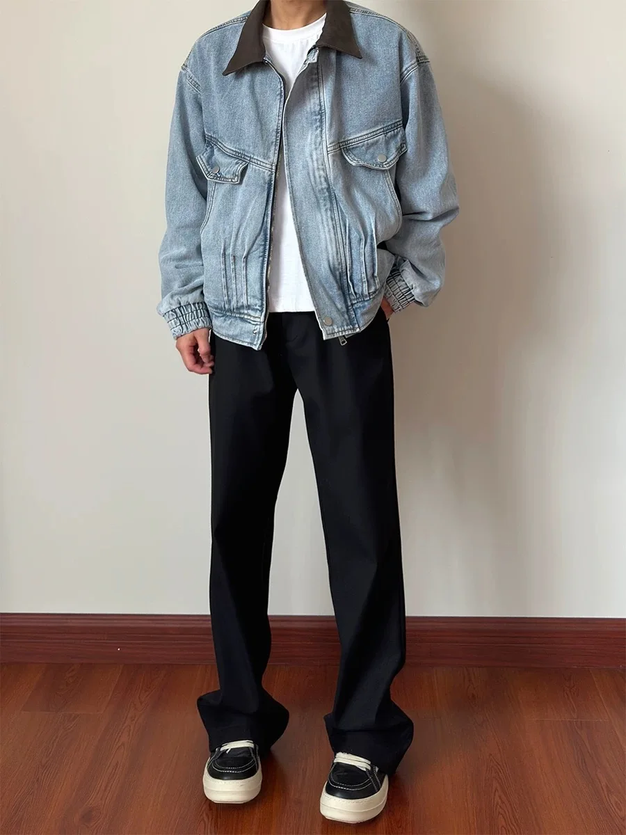 

Мужская джинсовая куртка в стиле ретро в стиле пэчворк, повседневная свободная рабочая одежда, пальто, осенний сезон, длинный све