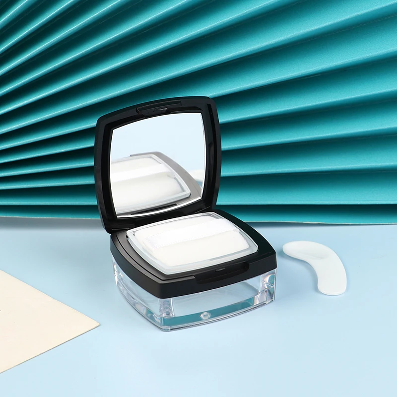 Portable Mini 5g Powder Box Empty Sieve Loose Pot Square With Puff Cosmetic Travel Makeup Jar Sifter Container