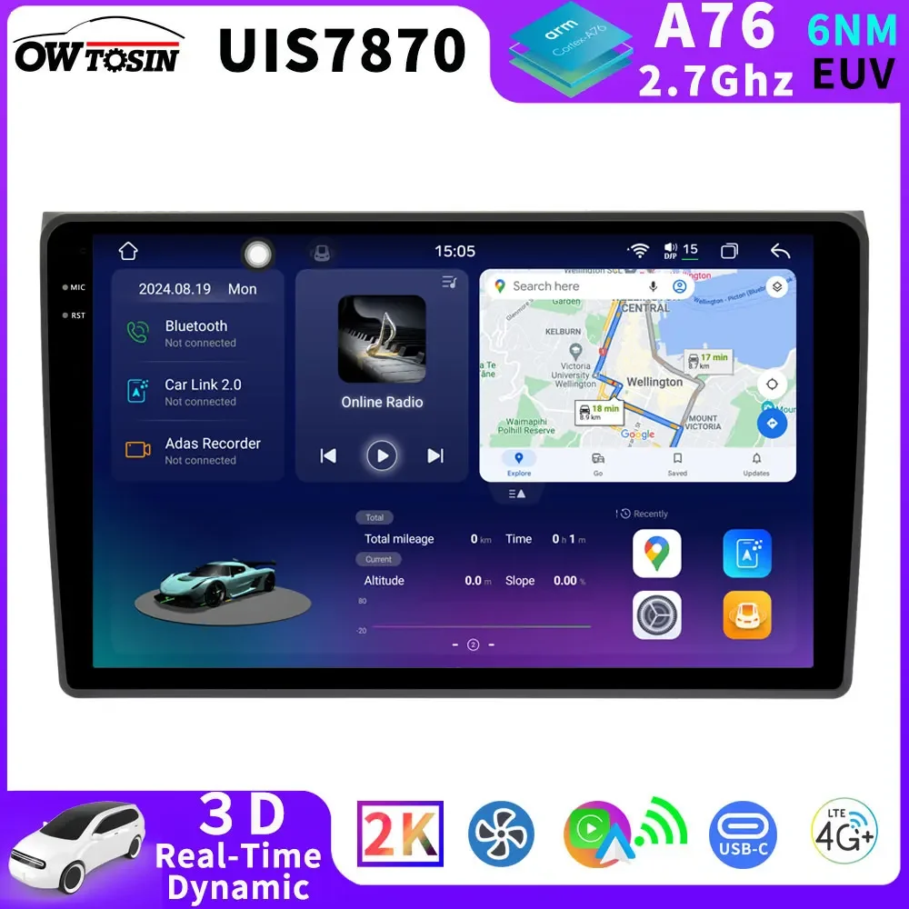 QLED 2000*1200 7870 Android 13 12G+256G Car Radio Multimedia GPS Stereo For Audi A4 B6 B7 2000-2009 Auto Bluetooth CarPlay Video