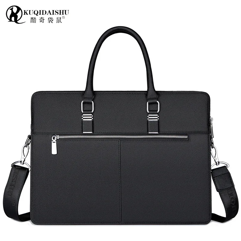PU Men's Handheld Business Briefcase Horizontal Section Shoulder Crossbody Bag Men's Casual Computer Bag