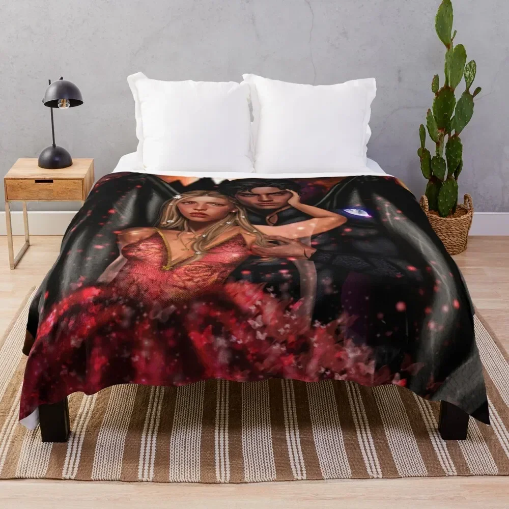 

Elain Archeron and Azriel The Shadowsinger from Acotar Throw Blanket Foldable Soft Warm Blanket for Outdoor Use