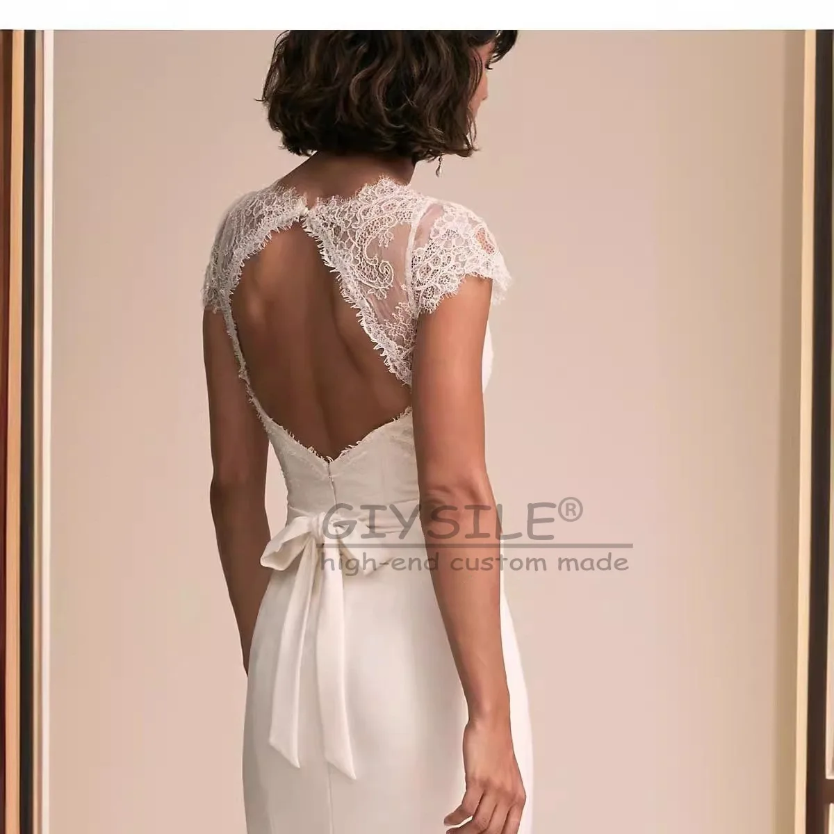 GIYSILE Customized White French Light Wedding Dresses Luxury 2025 Sexy Deep V-neck Lace Backless Mermaid Long Dress vestidos