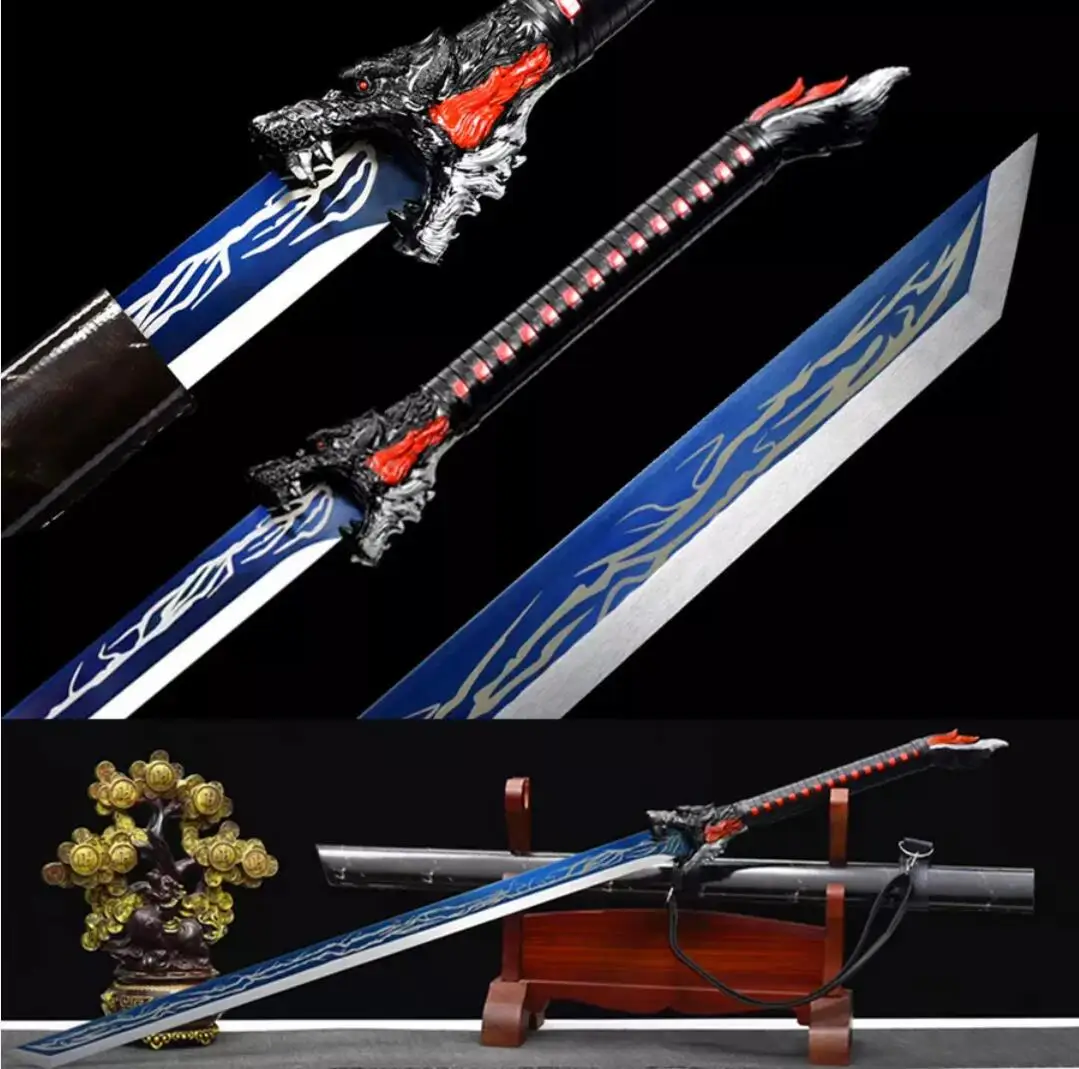 Lightning Wolf Head Sword Saber High Carbon Steel Blade Outdoors Sword Jian Chinese WuShu Knife