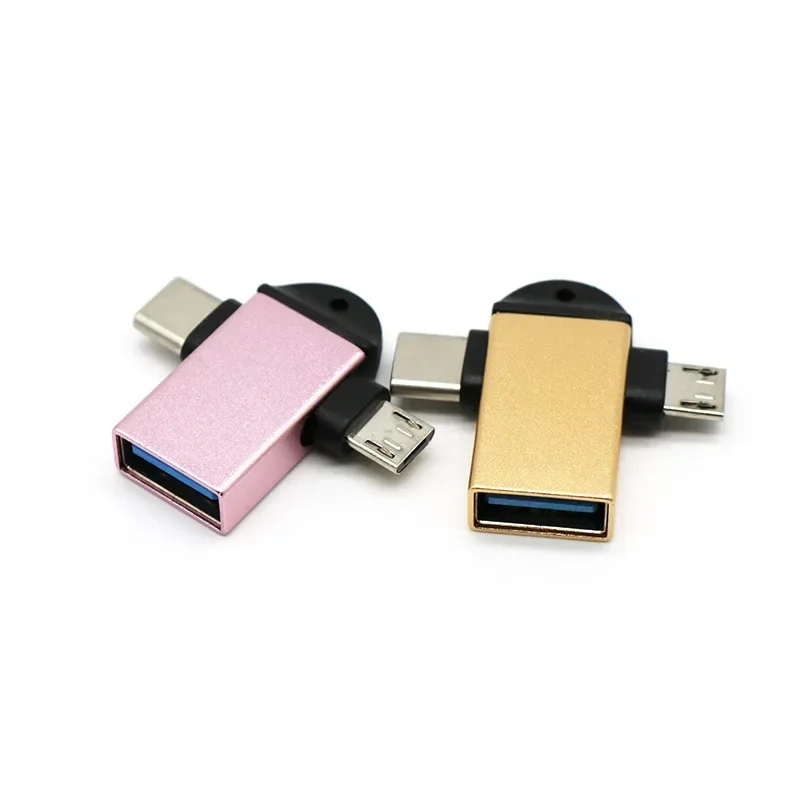 2-in-1 Type-C Micro USB OTG Adapter for Android Huawei USB 3.1 Data Transmit Converters for Tablet Hard Disk Drive Phone