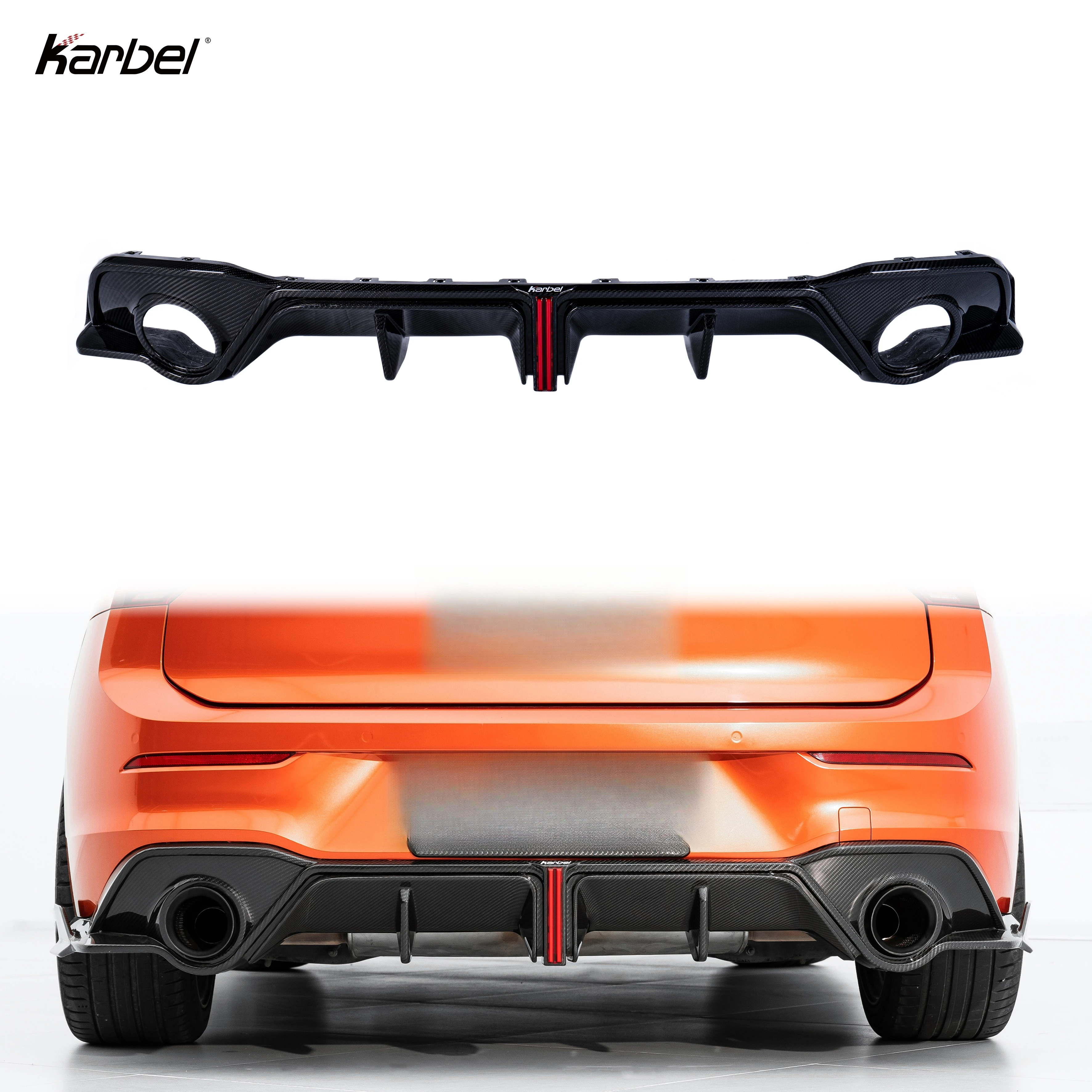 Karbel Diffuser Kb Style Dry Carbon Fiber Look Gloss Black Rear Lip Diffuser for vw Golf 8 gti Mk8 2006-2019
