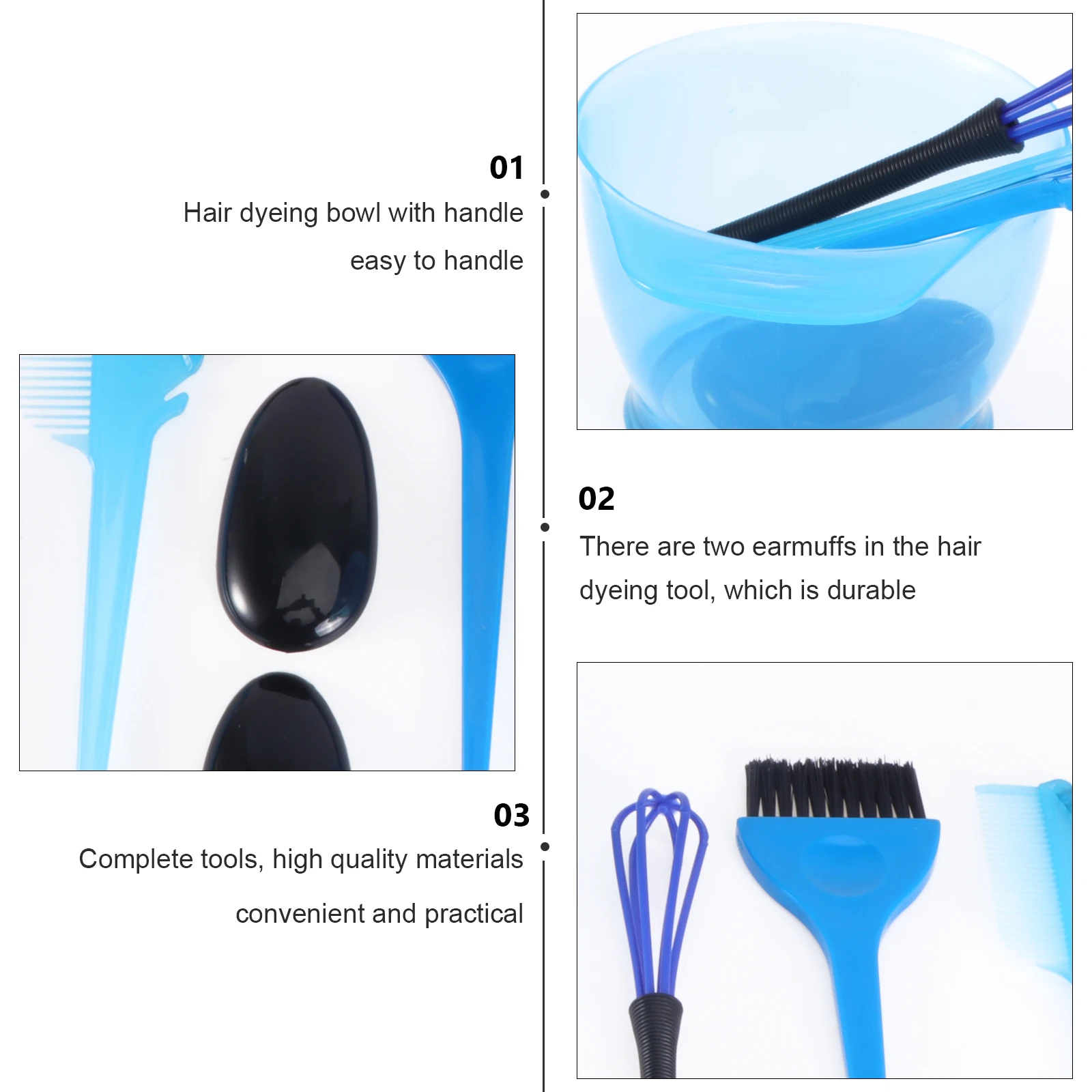 

5Pcs Hair Dyeing Kit Washable Tint Bowls for Fast Efficient Color Application Salon Grade Reusable Tool Set Blue