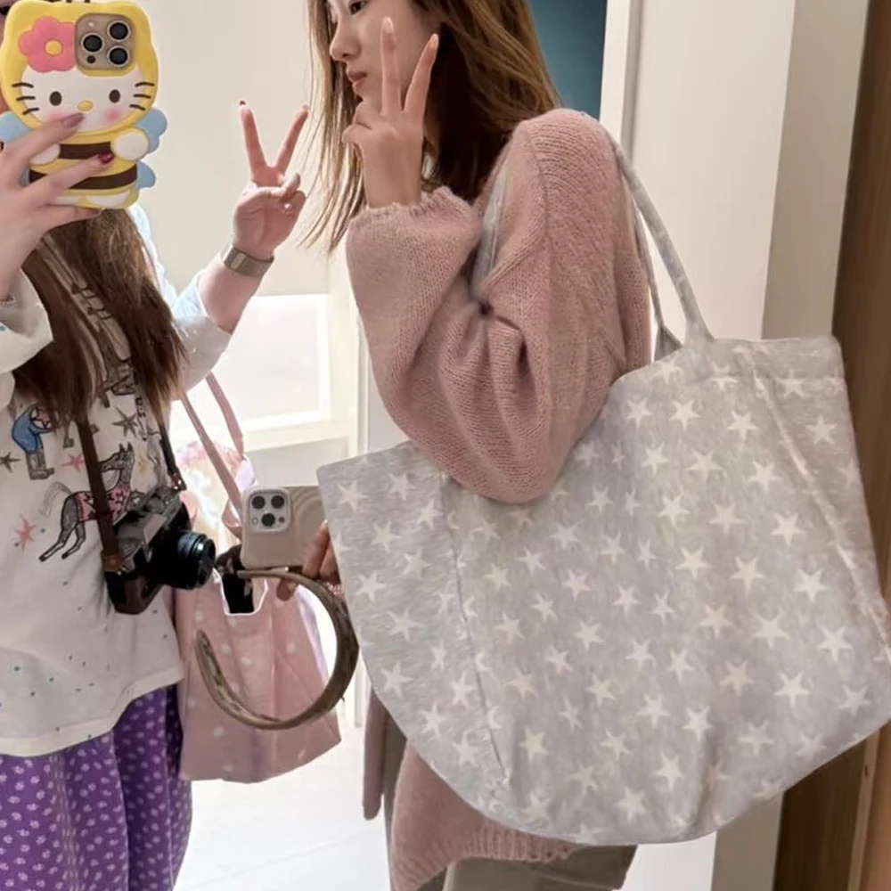 New Korean Hot-Selling Niche Artistic Style Large-Capacity Casual Tote Bag with a Sweet and Lazy Vibe, Single-Shoulder Bag for Women