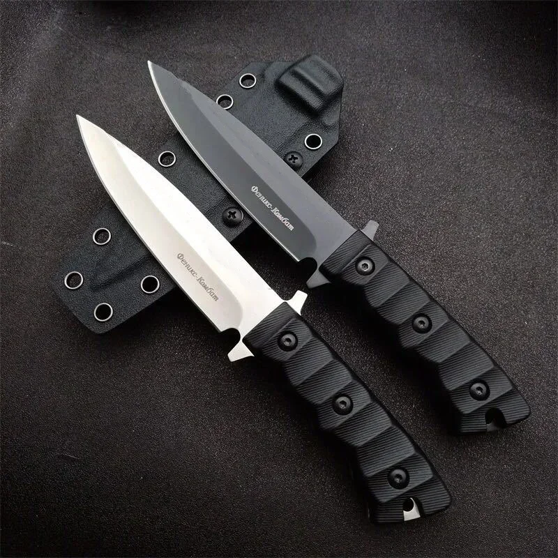 Russian Black Phoenix Tactical Knifer DC53 Sanded And Black Titanium Blade Nylon Fiberglass Handle Survival Knife With Sheath