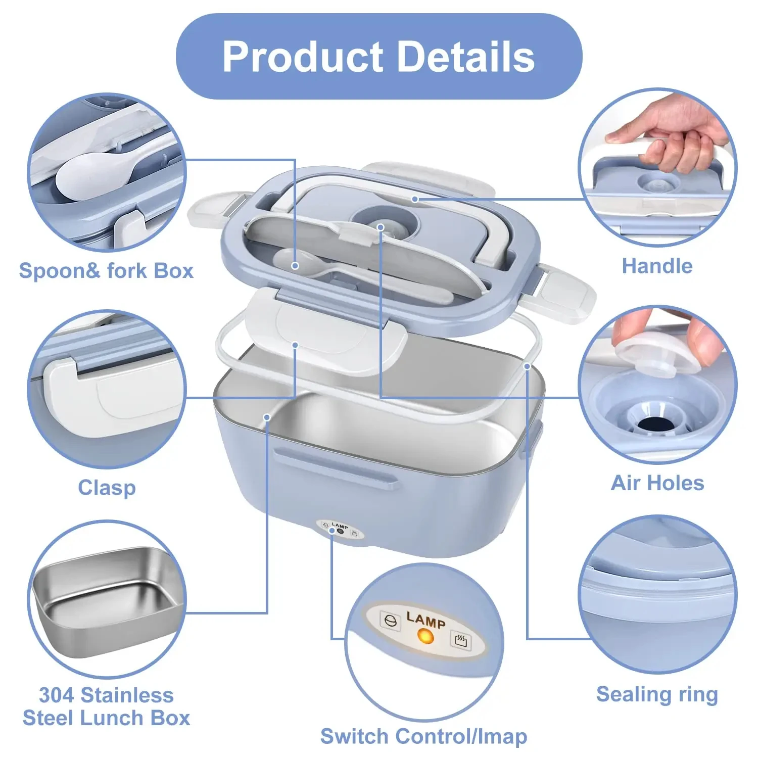 Elektryczny Lunch Box: Przenośny Podgrzewacz do Jedzenia 12V/24V/110V z 1,5L Szczelnym Pojemnikiem ze Stali Nierdzewnej i Torbą Termoizolacyjną do Samochodu/Domu