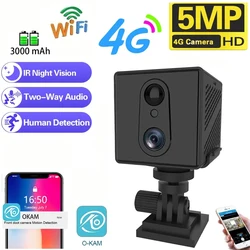 5MP WIFI 4G SIM Card Mini Camera PIR Human Detection Camera Inter-communication Security Surveillance Camcorder Video Recorder