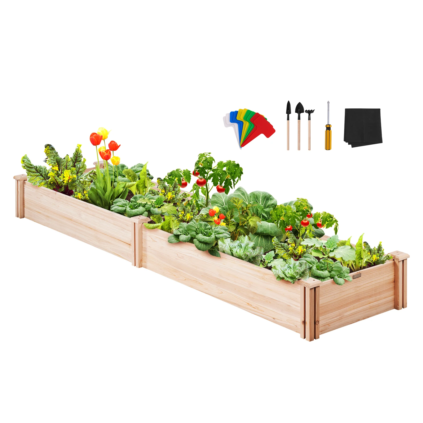 VEVOR Wooden Raised Garden Bed Planter Box Elevated/Floor w/ Whole Kit and Drainage System for Planting Flower Vegetable Herb