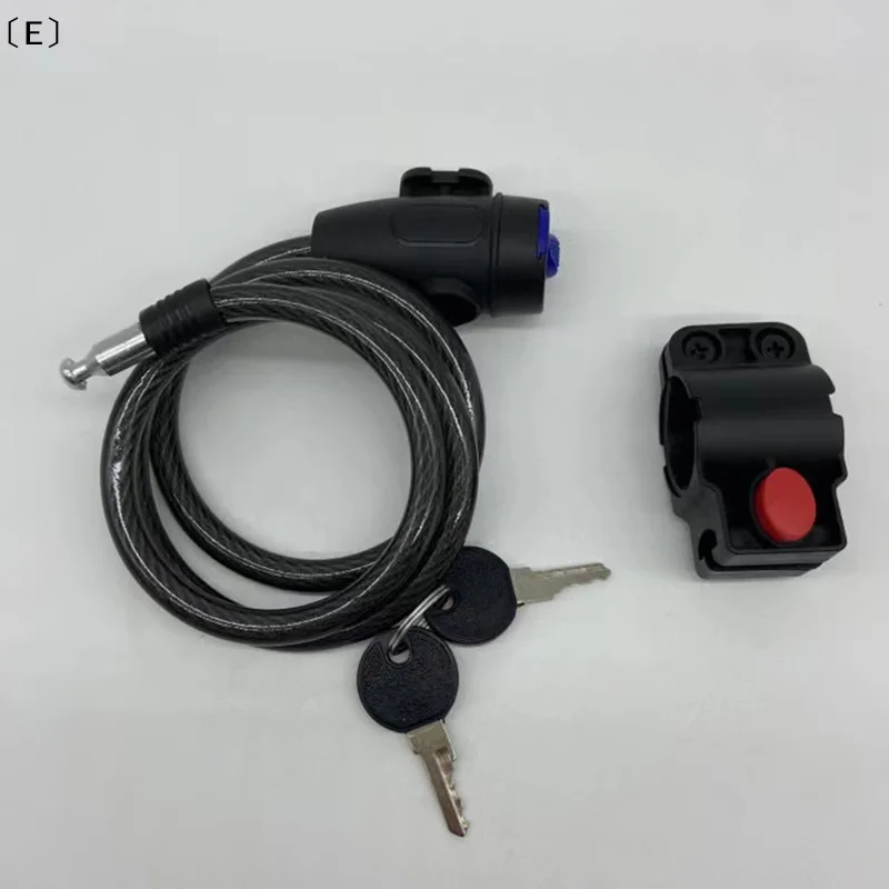〔E〕Candado universal para motocicleta, cinturón antirrobo, 2 llaves para seguridad de bicicletas, cable de acero, candado portátil para vehículos eléctricos, candado con cable