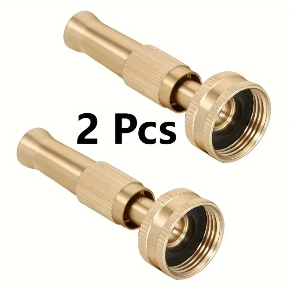 

2 Brass High-Pressure Water Gun Nozzles | Adjustable Turbo Nozzle with 3/4-Inch Threaded Connection, Ergonomic Non-Slip Handle.
