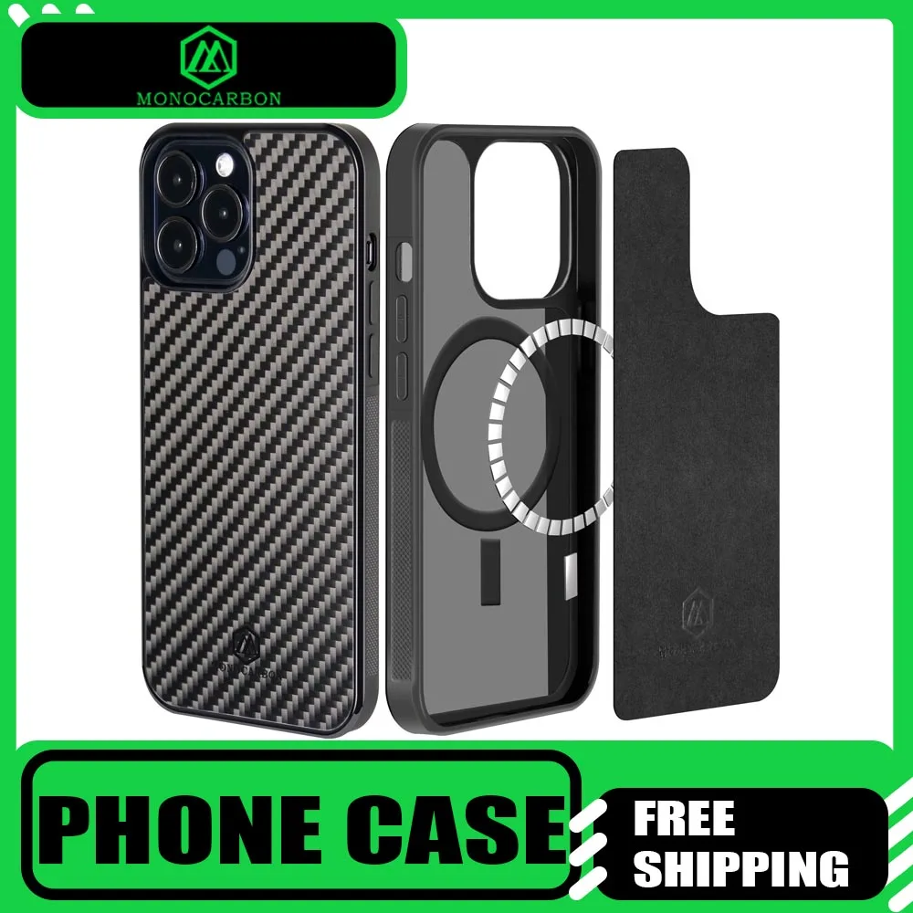 

Mono Magnetic Iphone Case For IPhone 13ProMax Real carbon fiber Forged High-End Business Phone All-Inclusive Phone Accessories