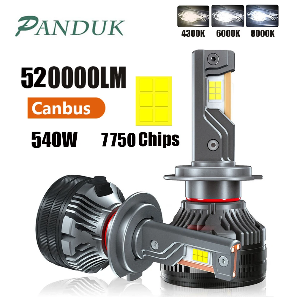 PANDUK 4300K H7 H4 H11 Led Lamp 520000LM 540W 3 Copper Tube Led Lights For Car H1 HB3 9005 HB4 9006 K5C K5F 12V Headlight Bulb