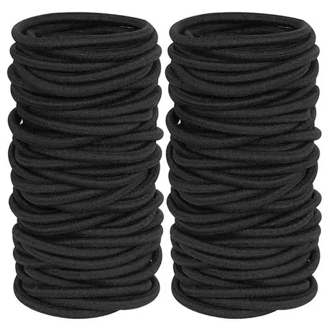 Conjunto de 20/50/100PCS de Elásticos de Cabelo Pretos em Nylon, Faixas Elásticas para Mulheres e Meninas, Acessórios de Cabelo