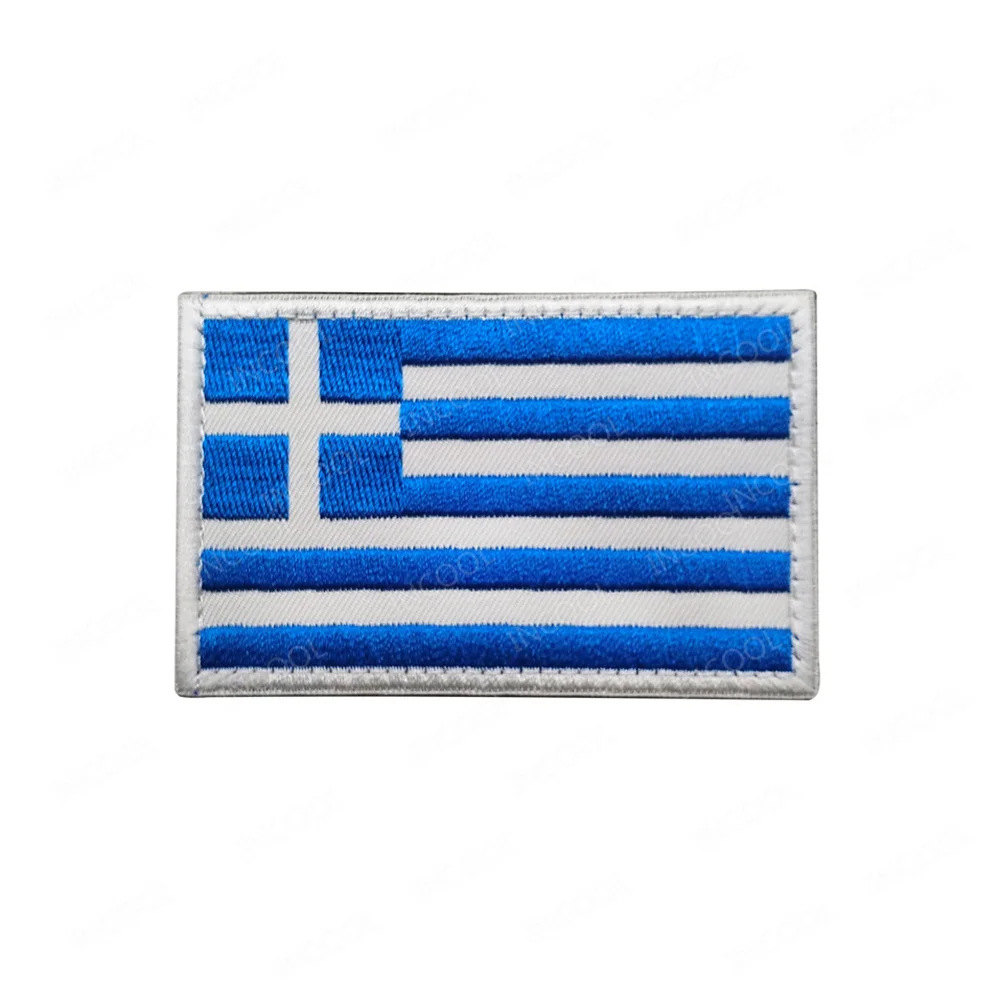 Greece Flag PVC Rubber Reflective Greek Embroidered Patches Appliqued Patch For Clothing Backpack