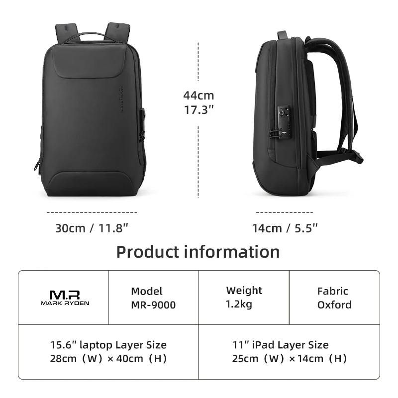 Mark Ryden Anti-Theft Laptop Backpack with USB Port book bag Backpack for men