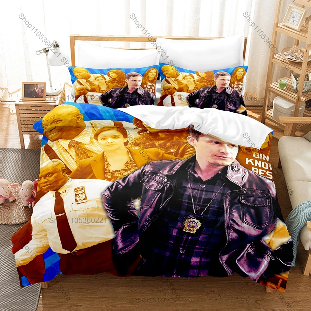 Cool B-Brooklyn Nine-Nine 3PCS Bedding Set TV Show Character Print Soft Microfiber Duvet Cover Pillowcase Bedroom Decor
